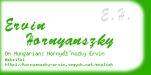 ervin hornyanszky business card